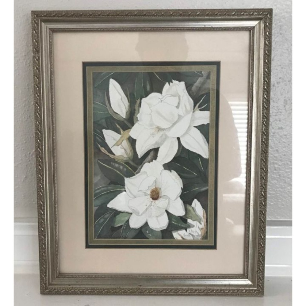 Anita Connelly Watercolor Print Magnolia Flowers - Picture 1 of 6